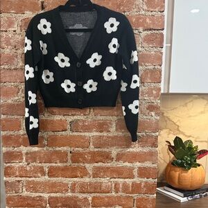 Urban Planet Black and White Floral Cardigan